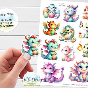 Aufkleber Bogen - Baby Dragons Aufkleber, Baby Dragons Aufkleber, Scrapbook Aufkleber, Journal Aufkleber, Dragons Aufkleber