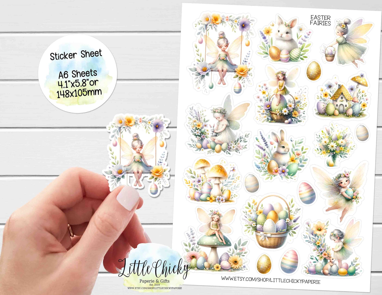 Sticker Sheet - Easter Fairies Stickers, Easter Bunny, Planner Stickers ...