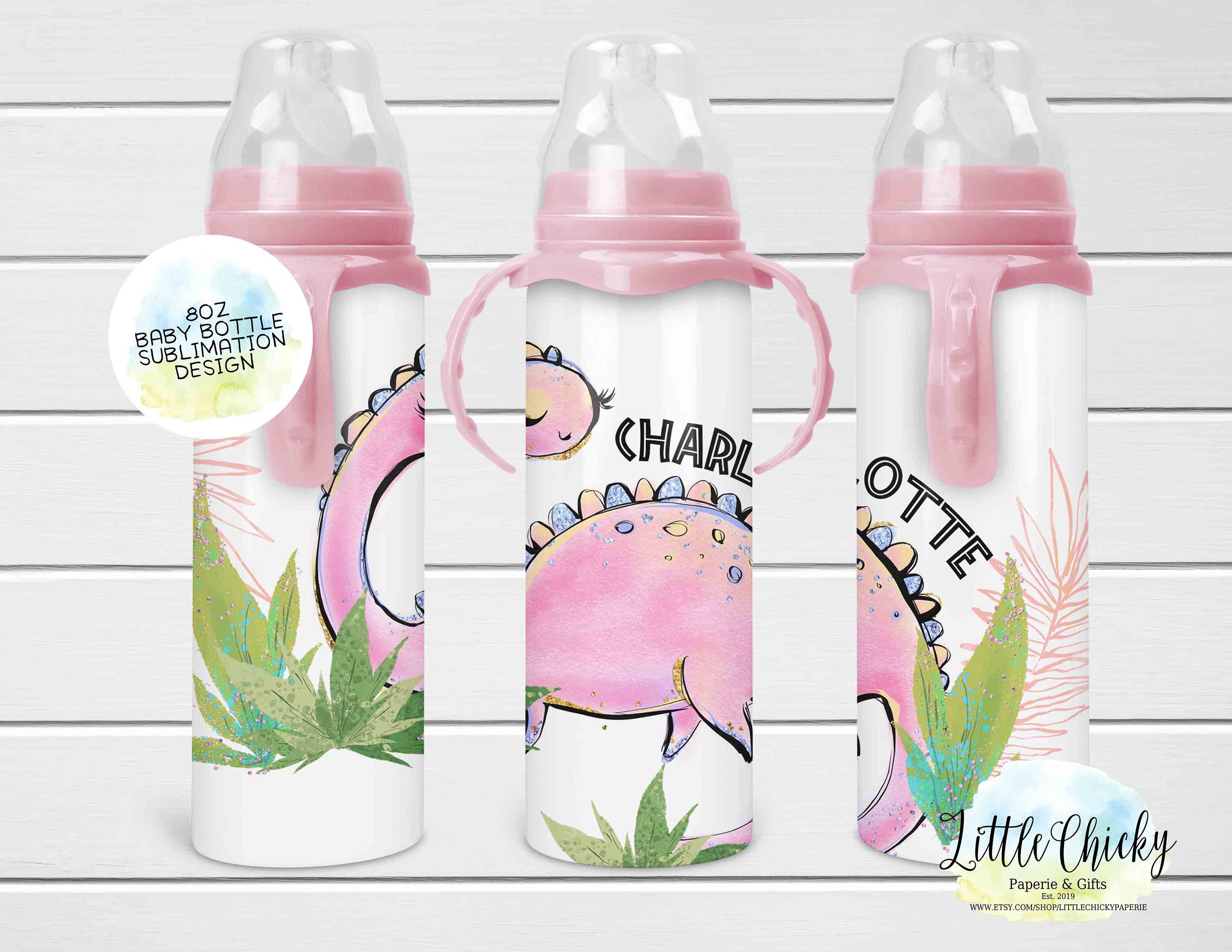 12oz Sublimatable Glass Baby Bottle Pink