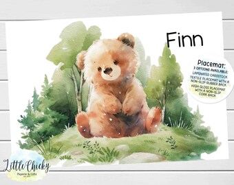 Personalisierte Bär Kinder Tischset, personalisierte Tischset, Kleinkind Geschenk, personalisierte Geschenk, Mädchen Geschenk, Jungen Geschenk, Taufe Geschenk, Kinder Geschenk