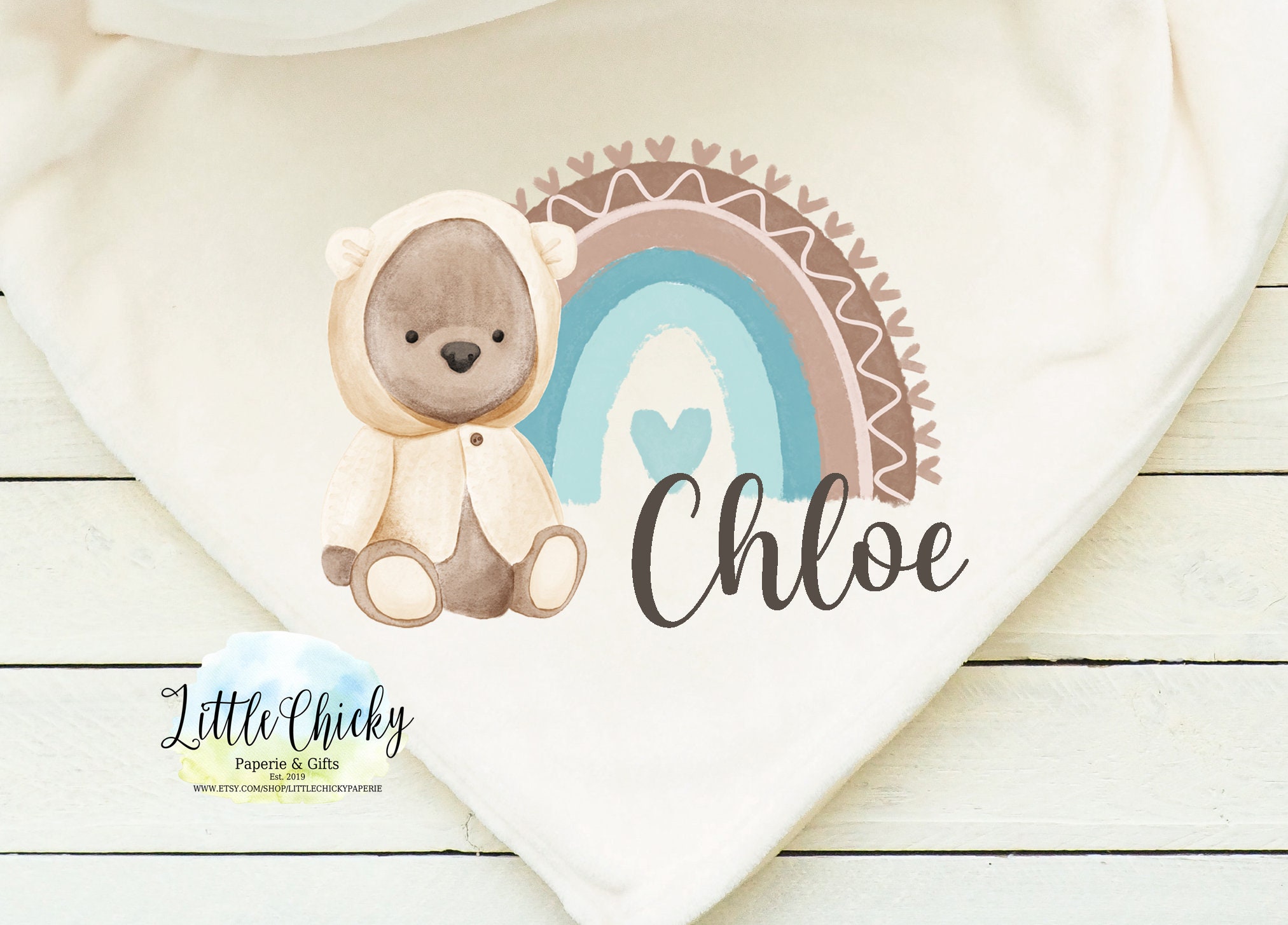 Yellow Boho Rainbow Bear Blanket Sublimation Design Bear Sublimation PNG File Blanket Bib Shirt Sublimation Design Instant Download
