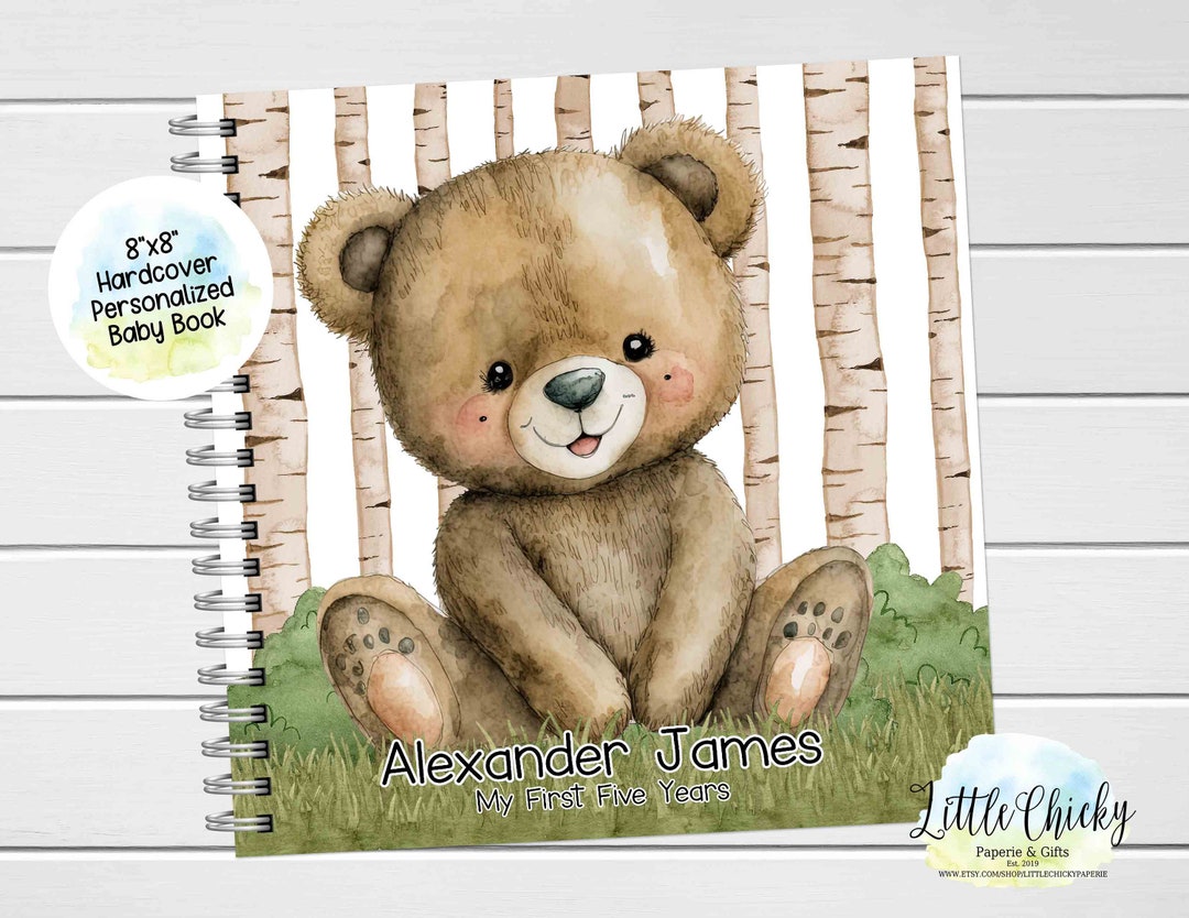 Teddy Bear Baby Keepsake Journal, Personalized Teddy Bear Baby Book ...