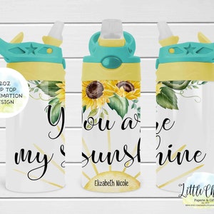 Tazza con beccuccio a ribalta per bambini da 12 once, design a sublimazione, tazza con beccuccio You are my sunshine, design a sublimazione, download immediato, modello per bicchiere