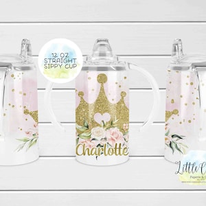 Envoltura para taza con boquilla de sublimación recta de 12 oz, diseño de sublimación de taza con boquilla de princesa rosa y dorada, archivo PNG, descarga instantánea, plantilla de vaso