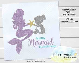 Mermaid Baby Shower Digital Backdrop, Lavender and Teal, Mermaid Baby Shower Printable Backdrop, Mermaid Baby Shower Banner