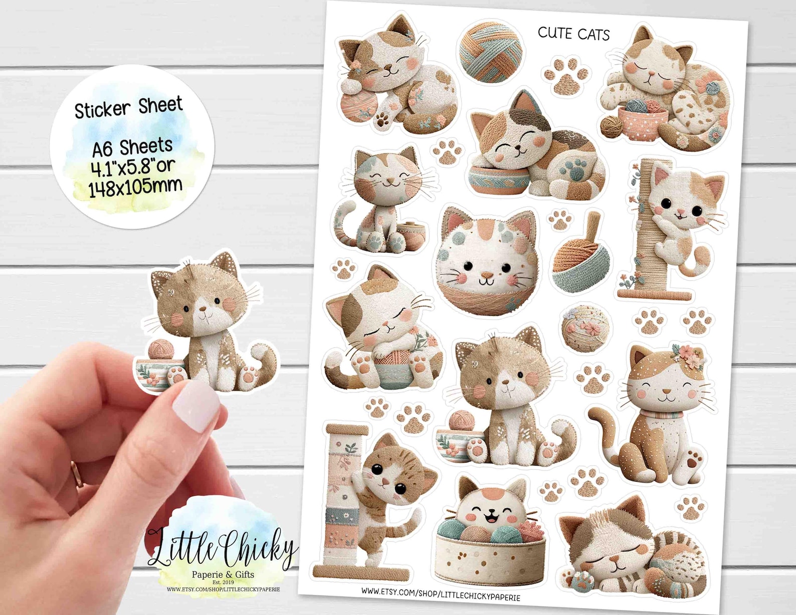Sticker Sheet - Cute Cats Planner Stickers, Scrapbook Stickers, Cat ...