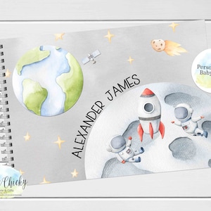 Space, Astronaut Baby Keepsake Journal, Stars, planets, moon Baby Book, Milestone Stickers, First Five Years, Baby Book, Baby Shower Gift