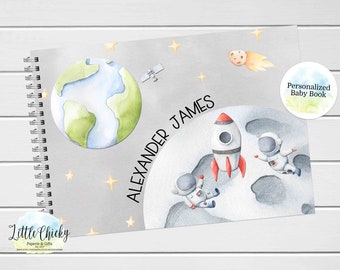 Space, Astronaut Baby Keepsake Journal, Stars, planets, moon Baby Book, Milestone Stickers, First Five Years, Baby Book, Baby Shower Gift