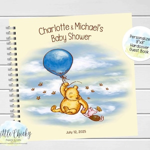 Blaues klassisches Pooh-Gästebuch, Babyparty-Gästebuch, personalisiertes Gästebuch, blaues klassisches Pooh-Geburtstags-Gästebuch, klassisches Pooh-Gästebuch