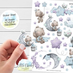 Stickervel - stickers aquarel beer, plannerstickers, plakboekstickers, stickers babybeer, dagboekstickers, babystickers