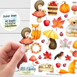 Sticker Sheet - Cozy Autumn Stickers, Planner Stickers, Scrapbook Stickers, Fall Stickers, Pumpkins, Leaves, Journal Stickers, Baby Stickers