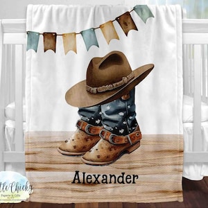 Personalisierte Cowboy Boots Decke, Cowboy Kinderdecke, weiche Minky Babydecke, Babypartygeschenk, 50 &quot;x 60&quot; Babydecke