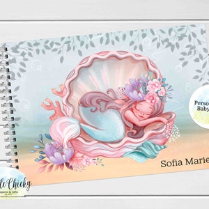 Mermaid Baby Book Keepsake Journal, Mermaid Baby Book, Milestone Stickers, First Five Years, Baby Book, Baby Shower Gift, Baby Girl Book