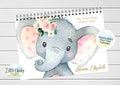 Elephant Baby First Year Keepsake Calendar, Blush Pink Floral Elephant First Year Calendar, Milestone Stickers, First Year Calendar product logo