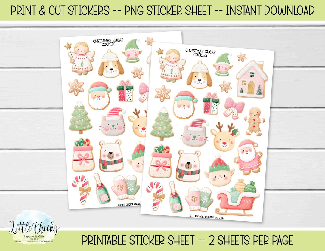 Printable Stickers - Christmas Sugar Cookie Stickers, Print N Cut ...