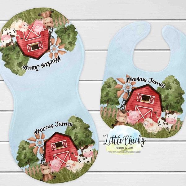 Red Farm Bib and Burp Cloth Sublimation Design, Barnyard Burp Cloth and Bib Sublimation Design, Baby Sublimation PNG File, Instant Download