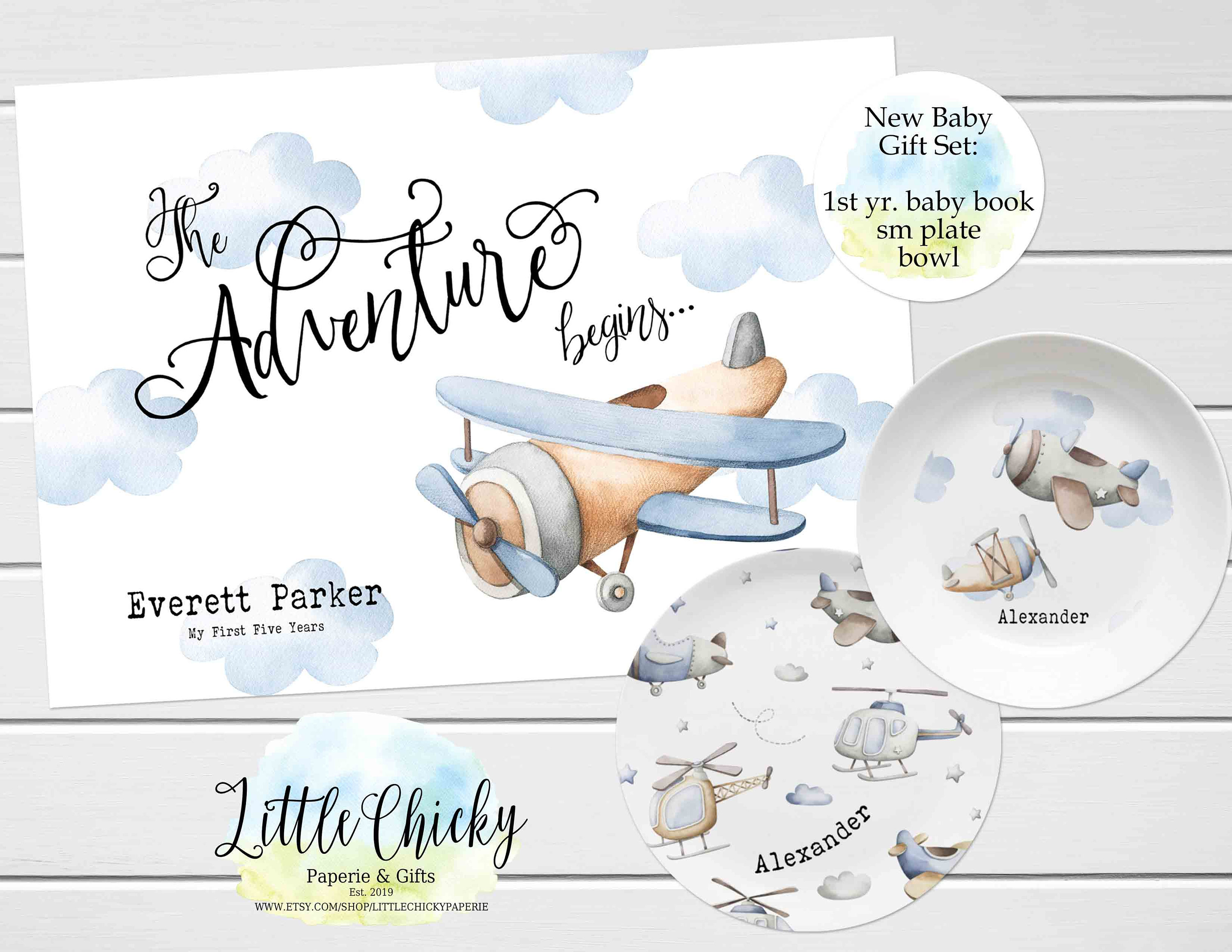 Airplane Baby Keepsake Gift Set Personalized Baby Gift First Etsy