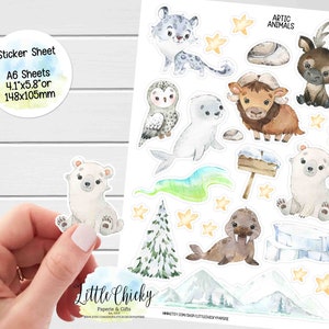 Aufkleber Bogen - Artic Animal Aufkleber, Artic Planner Aufkleber, Scrapbook Aufkleber, Tier Journal Aufkleber, Journal Aufkleber, Baby Aufkleber