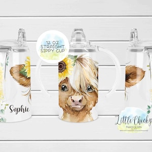 12oz straight sublimation sippy cup, Sunflower Highland Cow sippy cup Sublimation PNG, Elephant, Zebra, Instant Download, Tumbler Template