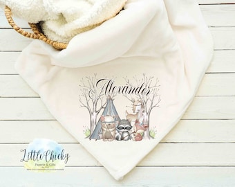 Woodland Animals Sublimation Design, Woodland Animals Baby Blanket Sublimation Design, Baby Sublimation Design, PNG File, Instant Download