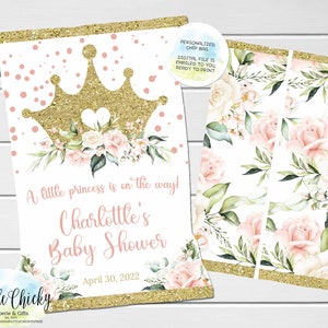 Pink and Gold Crown Princess Baby Shower chip Bag, Printable Chip Bag, Baby Shower Party Favor, Digital File, Princess Chip Bag, Birthday