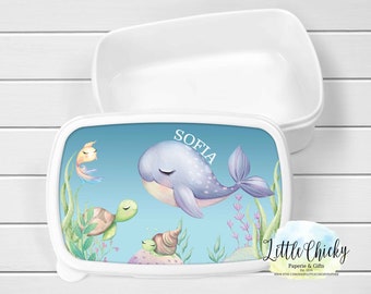 Personalized Under the Sea lunch box, Vesper box, Brotbox, Under the Sea Animals, Personalized Kindergarten lunchbox, back to school