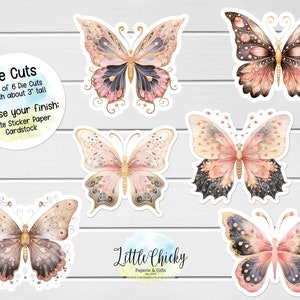 Stansvormen - elegante vlinders gestanste stickers, karton, plannerstickers, vlinder scrapbooking, journaling, gestanste stickers