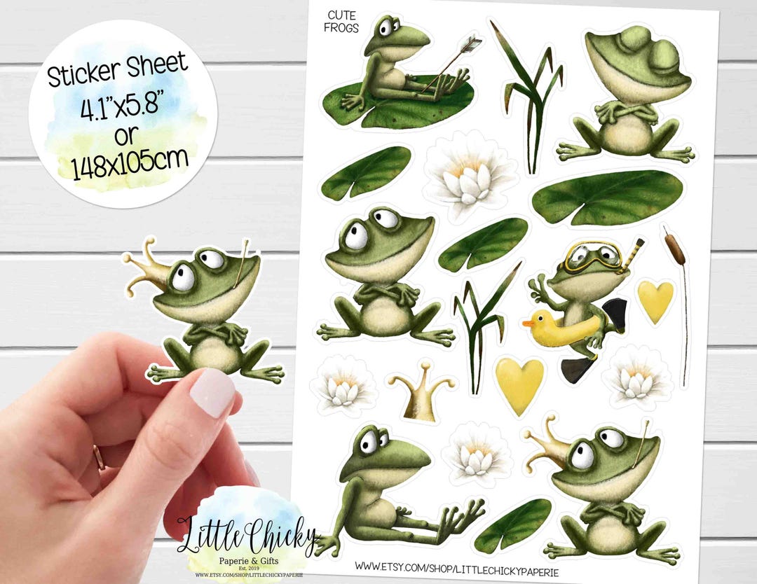 Sticker Sheet - Cute Frog Stickers, Planner Stickers, Scrapbook ...