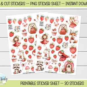 Printable Stickers -  Berry Sweet Fairy Stickers, Print & Cut Stickers, Digital Download, Journal Stickers, Scrapbook Stickers