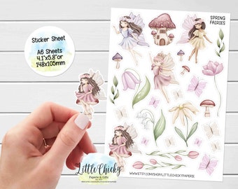 Sticker Sheet - Spring Fairy Planner Stickers, Watercolor Fairy Stickers, Scrapbook Stickers, Fairy Stickers, Journal Stickers, Baby Sticker