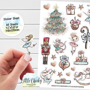Folha de adesivos - Adesivos de Natal quebra-nozes, adesivos de planejador, adesivos de scrapbook, adesivos de diário, adesivos de Natal, adesivos de feriado