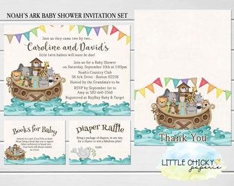 Noah's Ark Baby Shower Printable Invitation, Gender Neutral Invite - Etsy