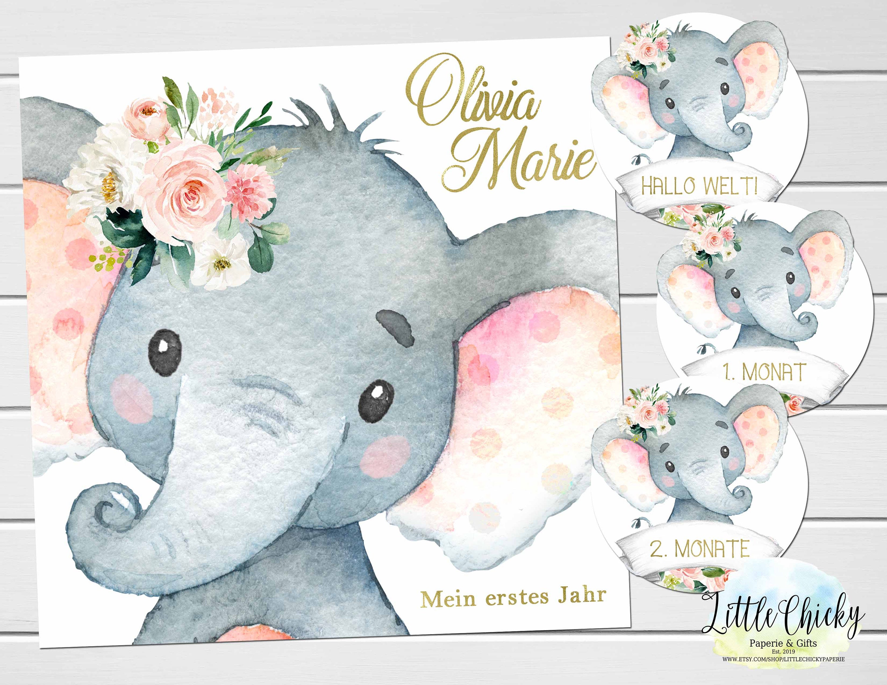 Pink Elephant Baby Book Baby Book Personalized with Name My Etsy