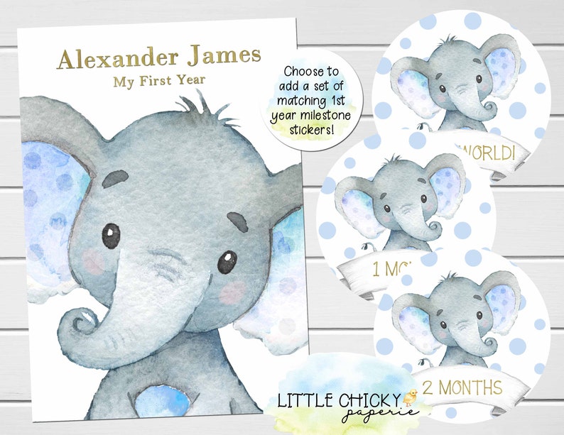 Elephant Baby Keepsake Journal Blue Elephant First Year Baby Etsy