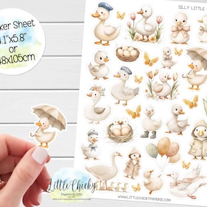 Aufkleber Bogen - Alberne kleine Gans Aufkleber, Planer Aufkleber, süße Gänse Aufkleber, Scrapbook Aufkleber, Journal Aufkleber