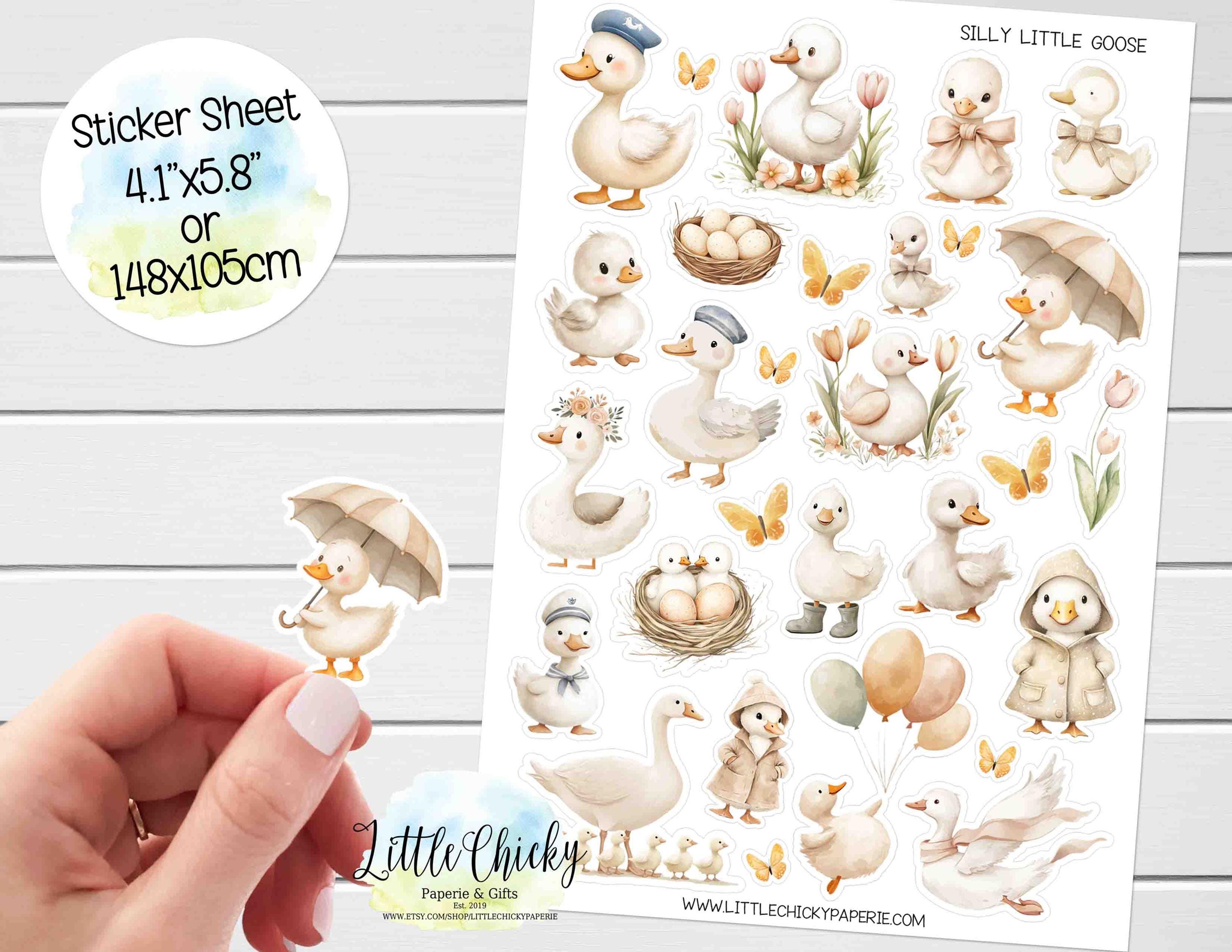 Sticker Printable Goose Sticker Sheet - Silly Little Goose Stickers, Planner Stickers, Cute ...