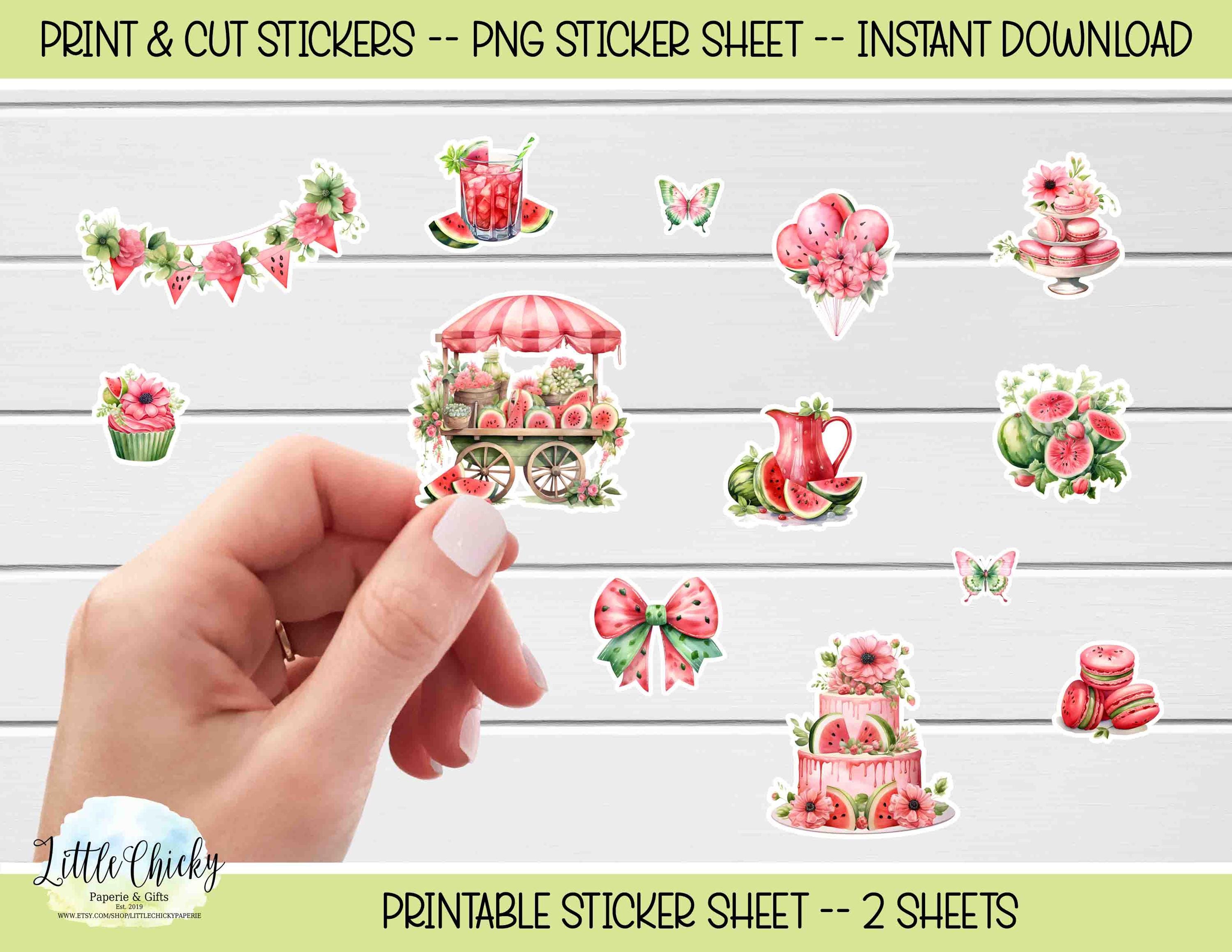 Watermelon Digital Sticker Watermelon Stickers – Printable Planner Stickers (digital Download ...