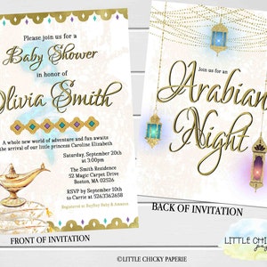 Invito per baby shower Arabian Nights, invito per baby shower marocchino, invito stampabile, invito digitale, inviti stampati