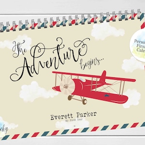 Vintage Flugzeug Babykalender für das erste Jahr, Babys erster Jahrkalender, Meilenstein-Aufkleber, Kalender für das erste Jahr, Andenken, Babygeschenk