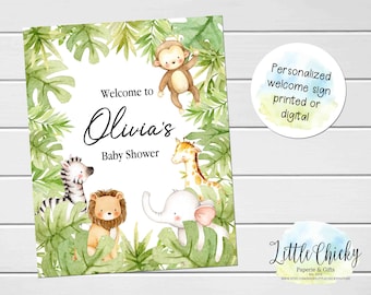 Jungle Baby Shower Welcome Sign, DIGITAL Safari Baby Shower Welcome Poster, Digital Poster