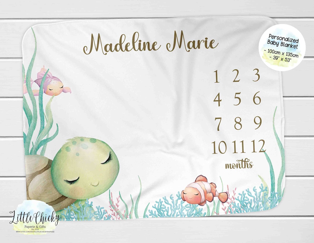 Under the Sea, Sea Turtle Milestone Blanket, Monthly Photo Blanket ...