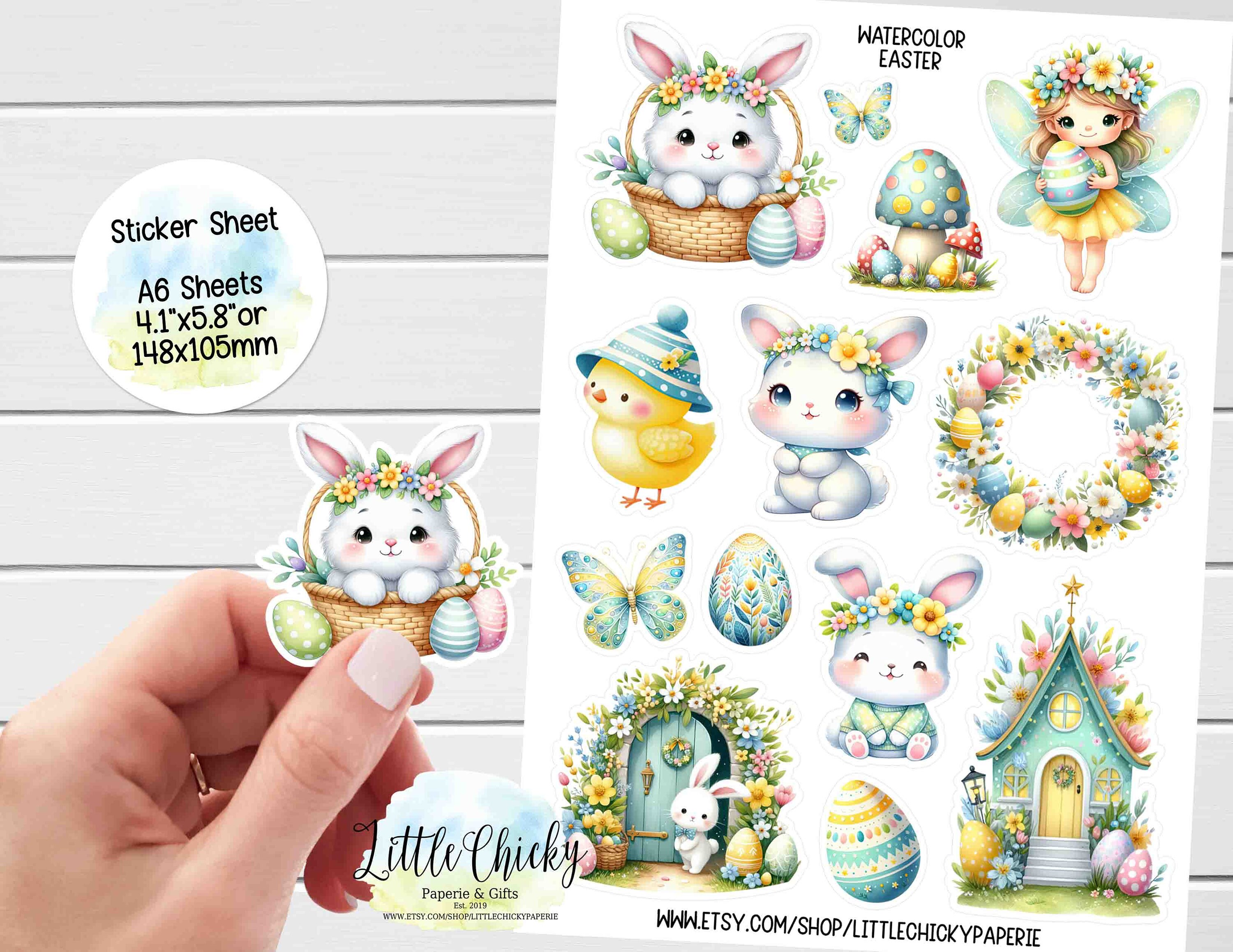 Oster Sticker Easter Stickers Easter Bunny Stickers 500-Pack - Sparkly Rabbit Decals ...