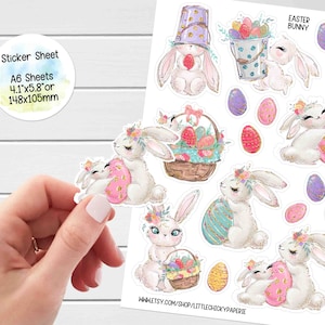 Aufkleber Bogen -Osterhase Aufkleber, Mädchen, Planer Aufkleber, Scrapbook Aufkleber, Ostern Aufkleber, Journal Aufkleber, Baby Aufkleber
