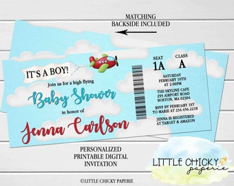 Airplane Boarding Pass Baby Shower Invitation