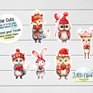 Die Cuts - Waldtier-Valentinstagstier-Die geschnittenen Aufkleber, Karton, Planer-Aufkleber, Scrapbooking, Journaling, Feiertags-Aufkleber