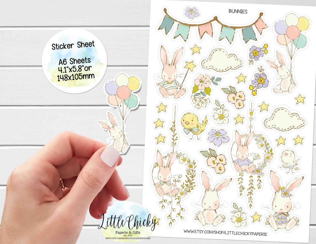 Sticker Sheet - Bunny Stickers, Spring Bunnies, Planner Stickers ...