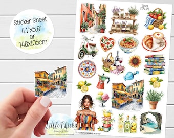 Sticker Sheet - Ciao Italia Stickers, Planner Stickers, Vacation Stickers, Scrapbook Stickers, Journal Stickers, Travel Stickers