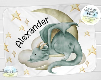 Personalized Dragon Blanket, Soft Minky Child's Blanket, Birthday Gift, Baby Shower Gift, Baby Blanket, Personalized Blanket, Christmas Gift