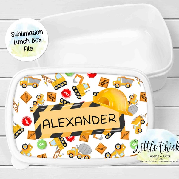 Construction Lunch box Sublimation Design, Brotbox Sublimation PNG Design, Instant Download, Plastic Box Sublimation Design File