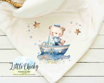Nautical Bear Blanket Sublimation Design, Bear Sublimation PNG File, Sailor Bear Blanket, Bib, Shirt Sublimation Design, Instant Download